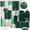 imageBathroom Set  Orange Bathroom Accessories Set Bathroom Sets with Shower Curtain and Rugs Orange Shower Curtain Set with Bathroom Trash Can Soap Dispenser Soap Dish for Home DecorGreen