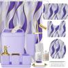 imageBathroom Set  Orange Bathroom Accessories Set Bathroom Sets with Shower Curtain and Rugs Orange Shower Curtain Set with Bathroom Trash Can Soap Dispenser Soap Dish for Home DecorStripe Purple  Gold