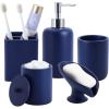 imageResin 6 Pcs Purple Bathroom Set Complete with Toothbrush Holder Lotion Soap Dispenser 2 Qtip Holder DispensersVanity TrayBathroom Tumbler  Countertop Vanity Organizer  Bathroom AccessoriesNavy Blue