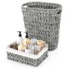 imageWicker Storage Basket  35 Gallon Waterproof Trash Can for Bathroom Bedroom OfficeGrey