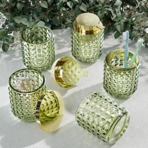 imageBathroom Set Pink Bathroom Accessories Set Glass Bathroom Accessories Pink Bathroom Accessory Diamond Soap Dispenser and Toothbrush Holder Sets for Bathroom DecorGreen