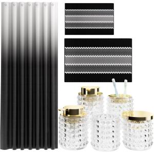 imageBathroom Set Pink Bathroom Accessories Set Glass Bathroom Accessories Pink Bathroom Accessory Diamond Soap Dispenser and Toothbrush Holder Sets for Bathroom DecorClearBlack