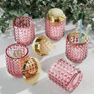 imageBathroom Set Pink Bathroom Accessories Set Glass Bathroom Accessories Pink Bathroom Accessory Diamond Soap Dispenser and Toothbrush Holder Sets for Bathroom DecorPink