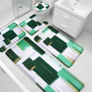imageBlack Memory Foam Bathroom Rug Sets 5 Piece Absorbent NonSlip Bath Mat with Toilet Lid Cover for Bathroom Extra Thick Water Absorbent Black Bath Rugs for Tub Toilet and FloorDark Green