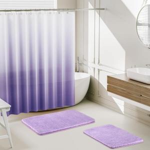 imageGreen Bathroom Accessories Set Bathroom Sets with Shower Curtain and Rugs No Slip Bathroom Rugs Super Absorbent Dark Green Bathroom Sets Complete for HomeLight Purple