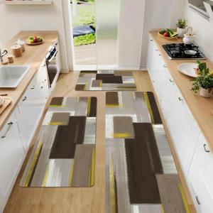 imageKitchen Rugs Sets of 3 Non Slip Washable Kitchen Mats for Floor AntiFatigue Runner Rug with Rubber Backing Waterproof Kitchen Rug Set for Laundry Floor Office HallwayBrown