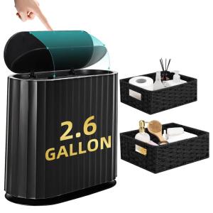 imageWicker Storage Basket  35 Gallon Waterproof Trash Can for Bathroom Bedroom OfficeBlack